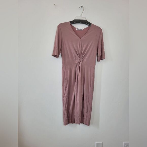 Brigitte Brianna Midi Dress Twist Front Lavendar Purple Modal Cotton Medium - Picture 6 of 11